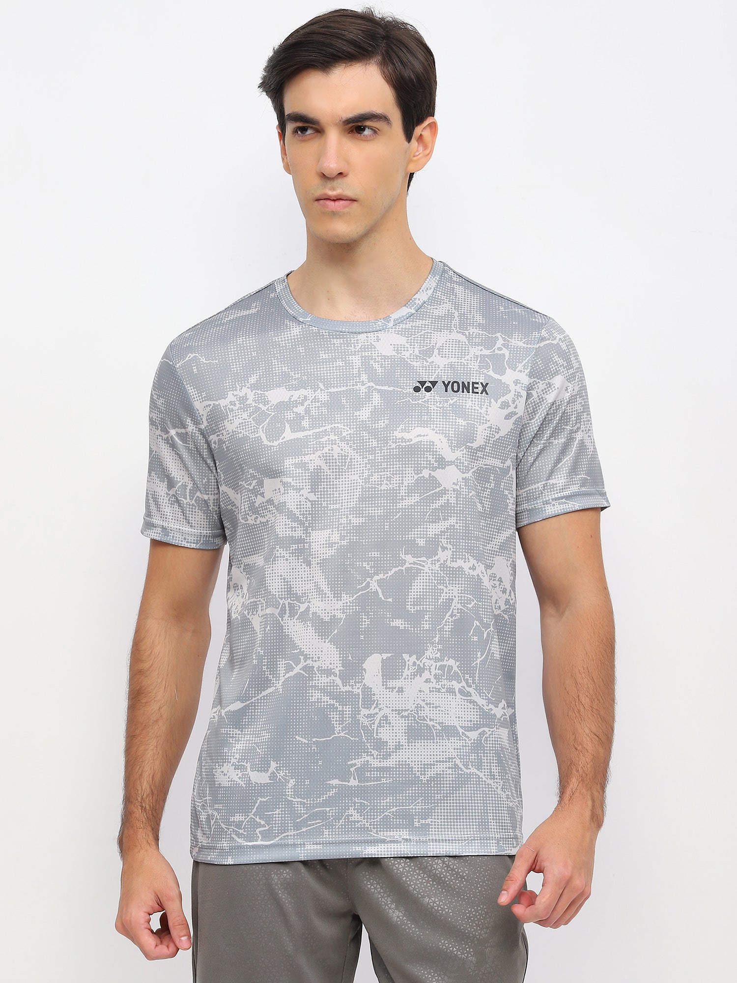 Yonex 2963 Mens Round Neck T-Shirt Apparel White Glacier Grey