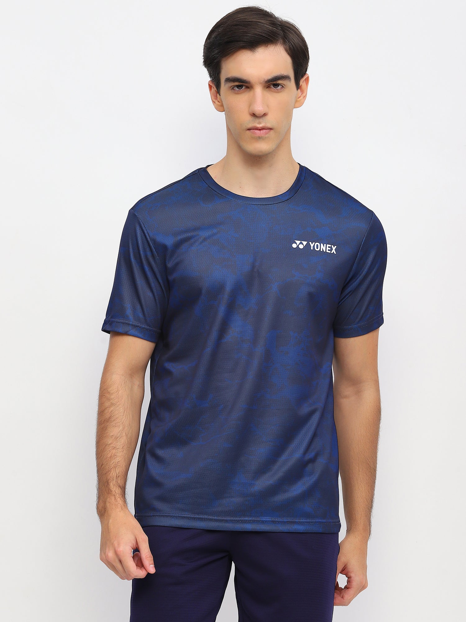 Yonex 2963 Mens Round Neck T-Shirt Apparel White Navy Peony