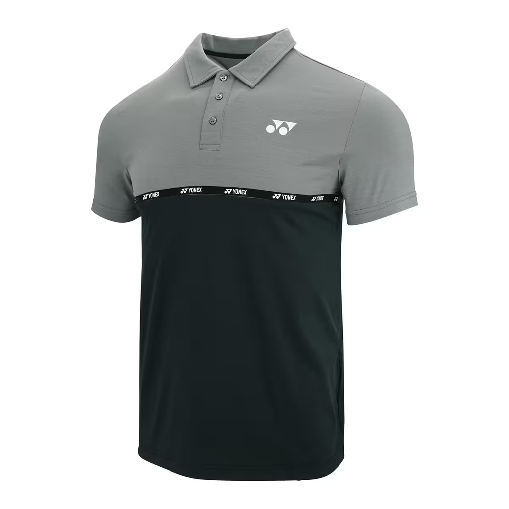 Yonex 2418 Mens Polo Collar T-Shirt Apparel Grey Jet Black