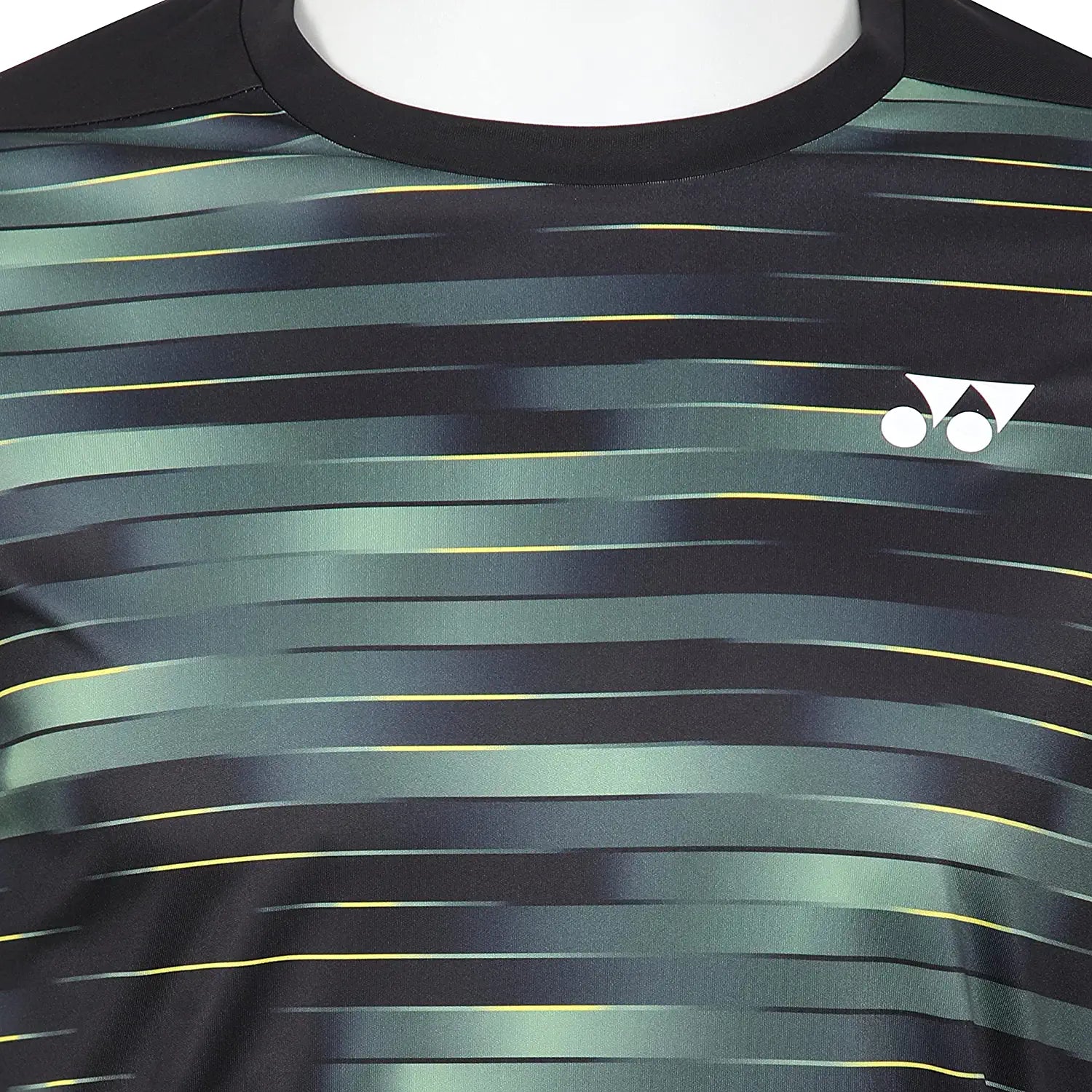 Yonex 1611 Mens Round Neck T-Shirt Apparel JET BLACK CYBER YELLOW