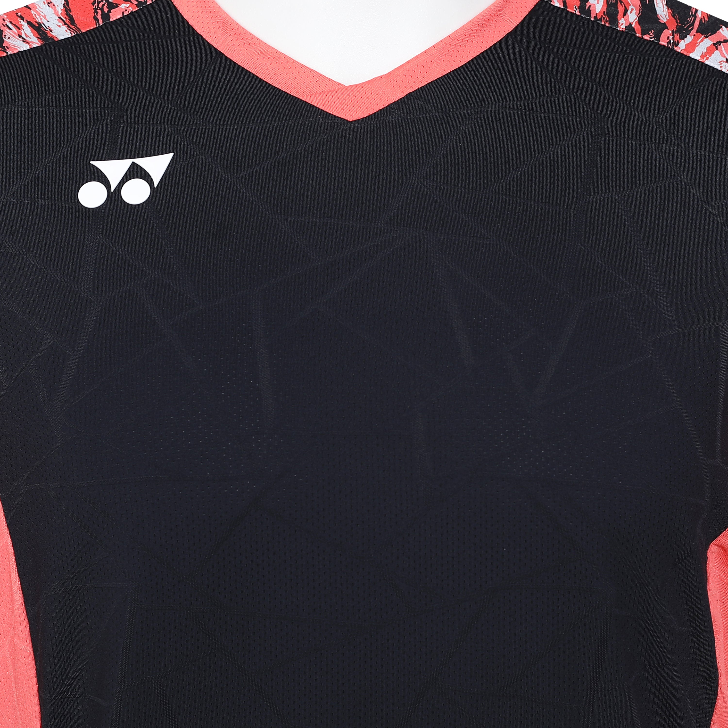 Yonex 2322 Mens Round Neck T-Shirt Apparel HOT CORAL JET BLACK