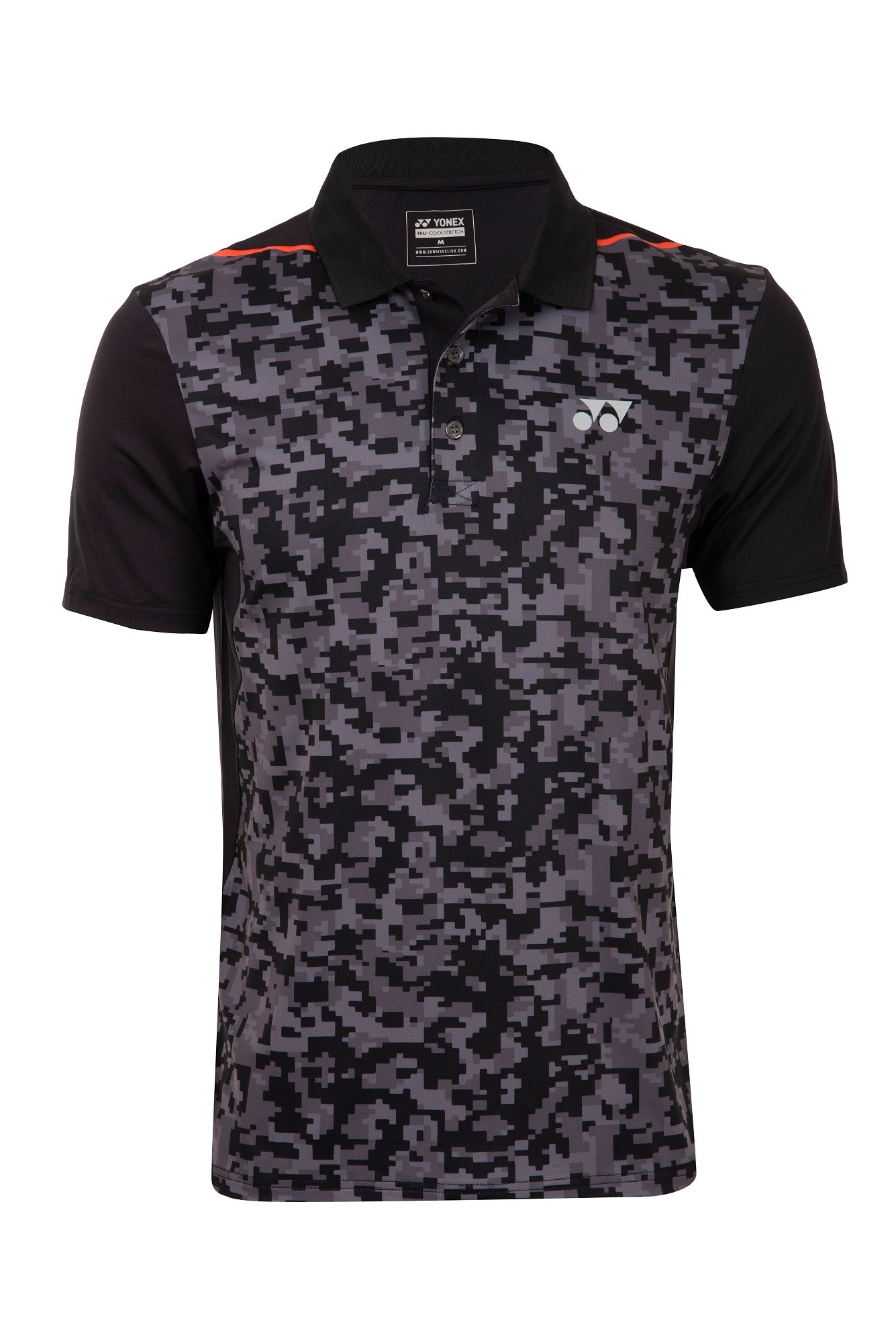 Yonex 1719 Mens Polo Collar T-Shirt Apparel (JET BLACK STORM FRONT)