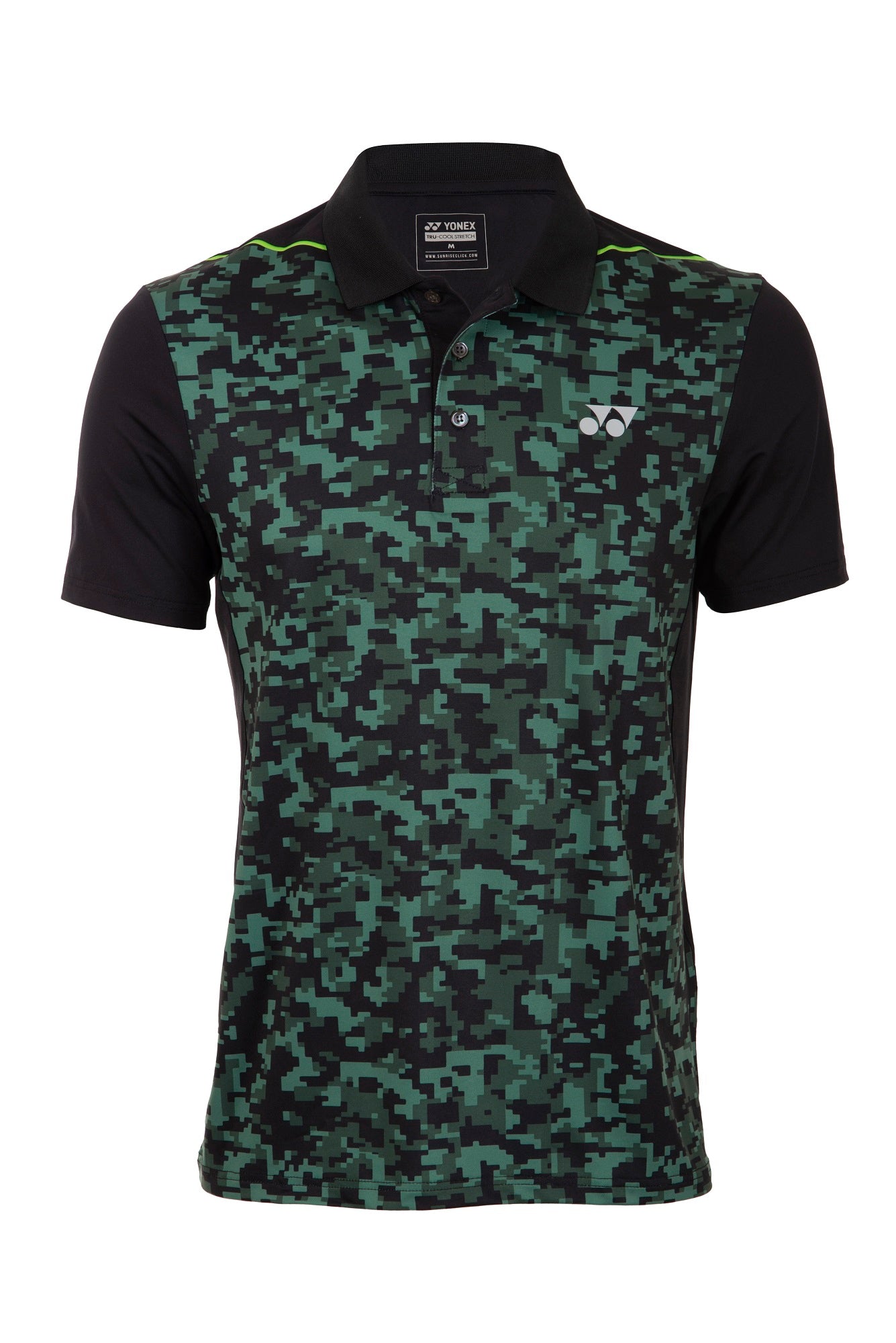 Yonex 1719 Mens Polo Collar T-Shirt Apparel (JET BLACK CHIVE)