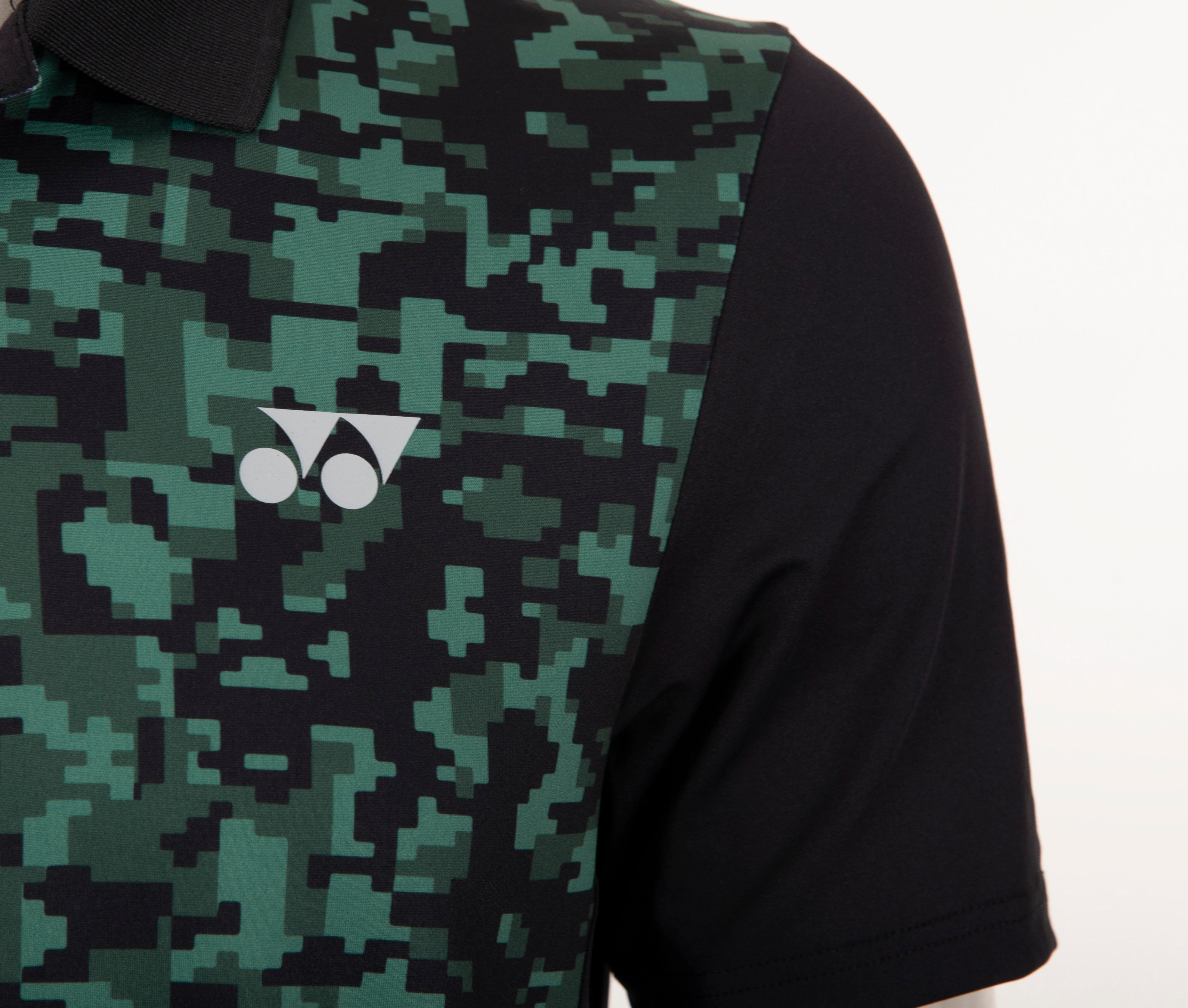 Yonex 1719 Mens Polo Collar T-Shirt Apparel (JET BLACK CHIVE)