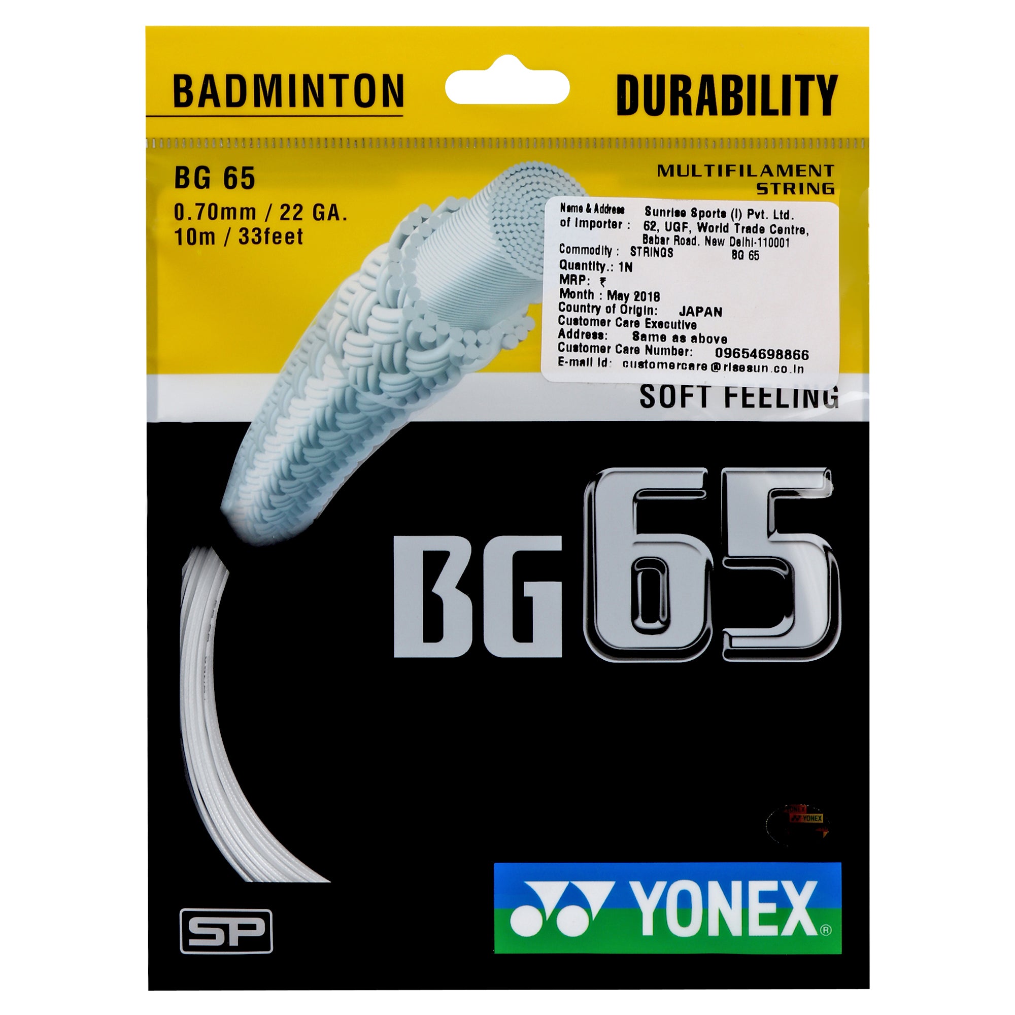 Yonex BG 65 Badminton String (Pack of 1 String)