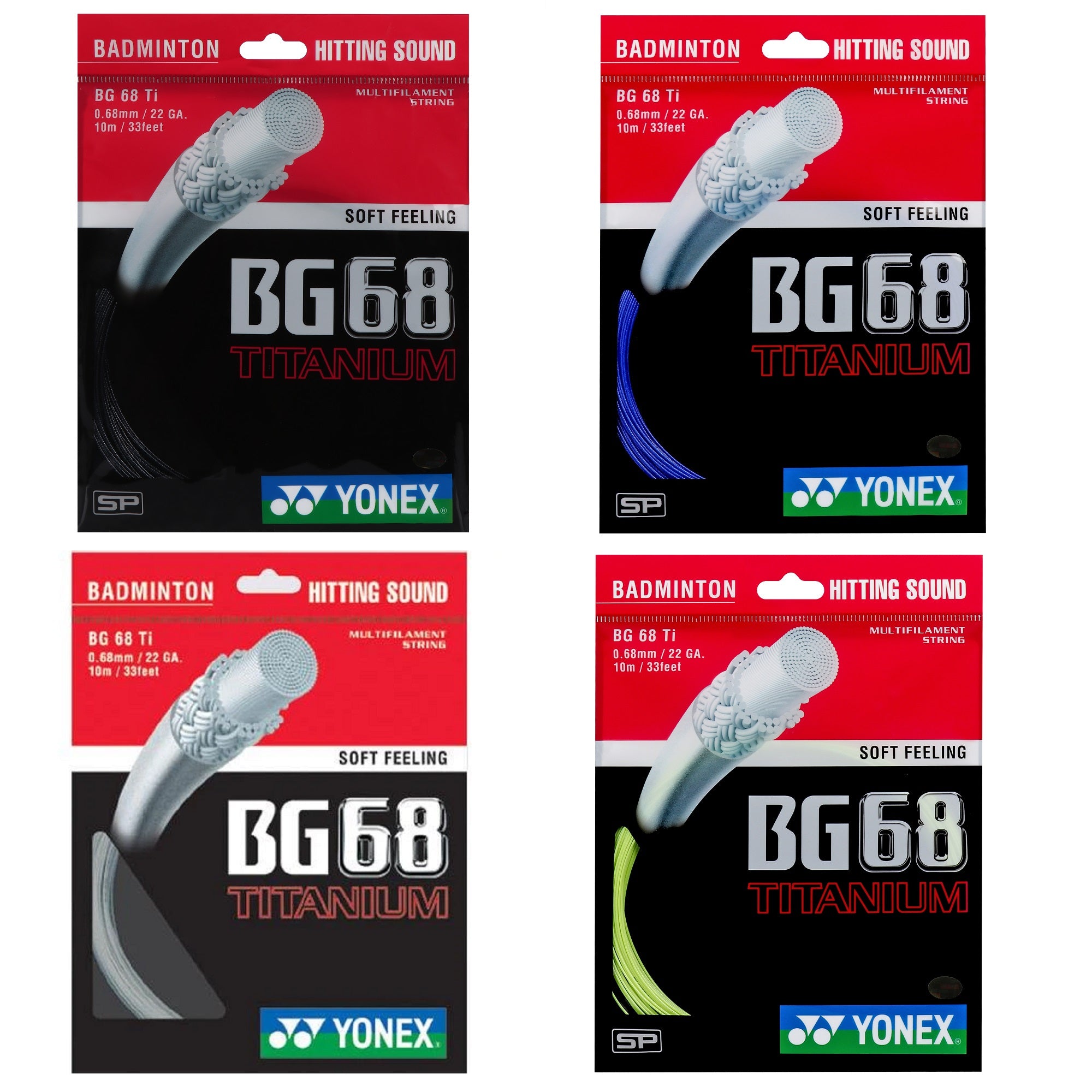 Yonex BG 68 Titanium Badminton String (Pack of 4 Sting)