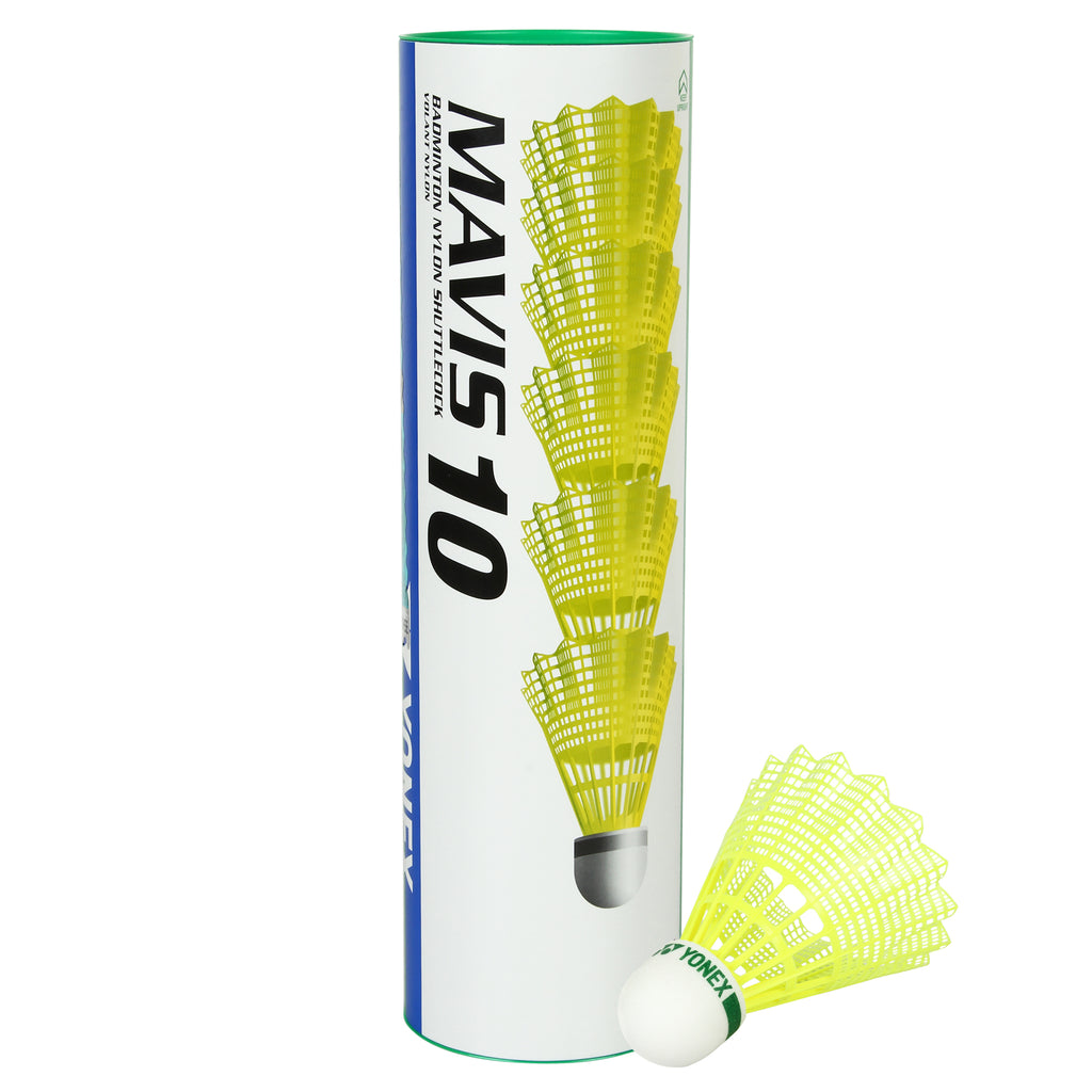 Yonex MAVIS 10 - Green Cap Nylon Badminton Shuttlecock - Yellow (Slow, 75)