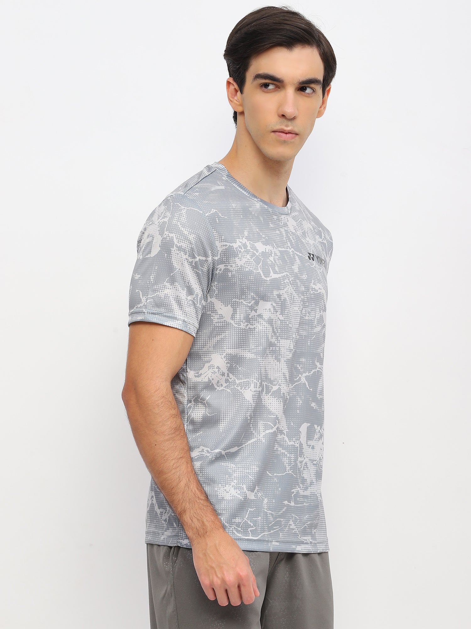 Yonex 2963 Mens Round Neck T-Shirt Apparel White Glacier Grey