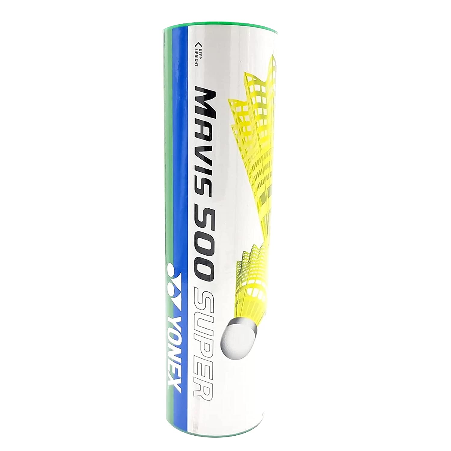 Yonex MAVIS 500 SUPER - Green Cap Nylon Badminton Shuttlecock - Yellow (Slow, 75)