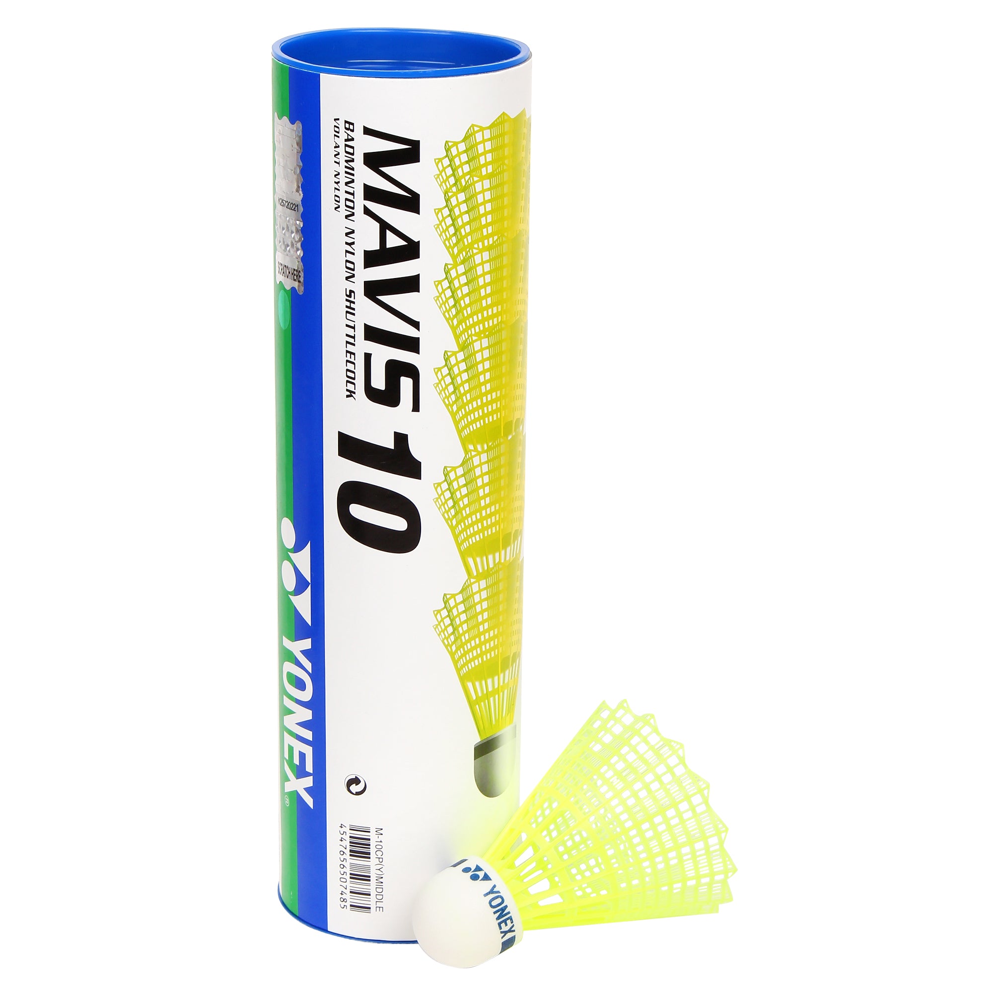 Yonex MAVIS 10 - Blue Cap Nylon Badminton Shuttlecock - Yellow (Medium, 75)