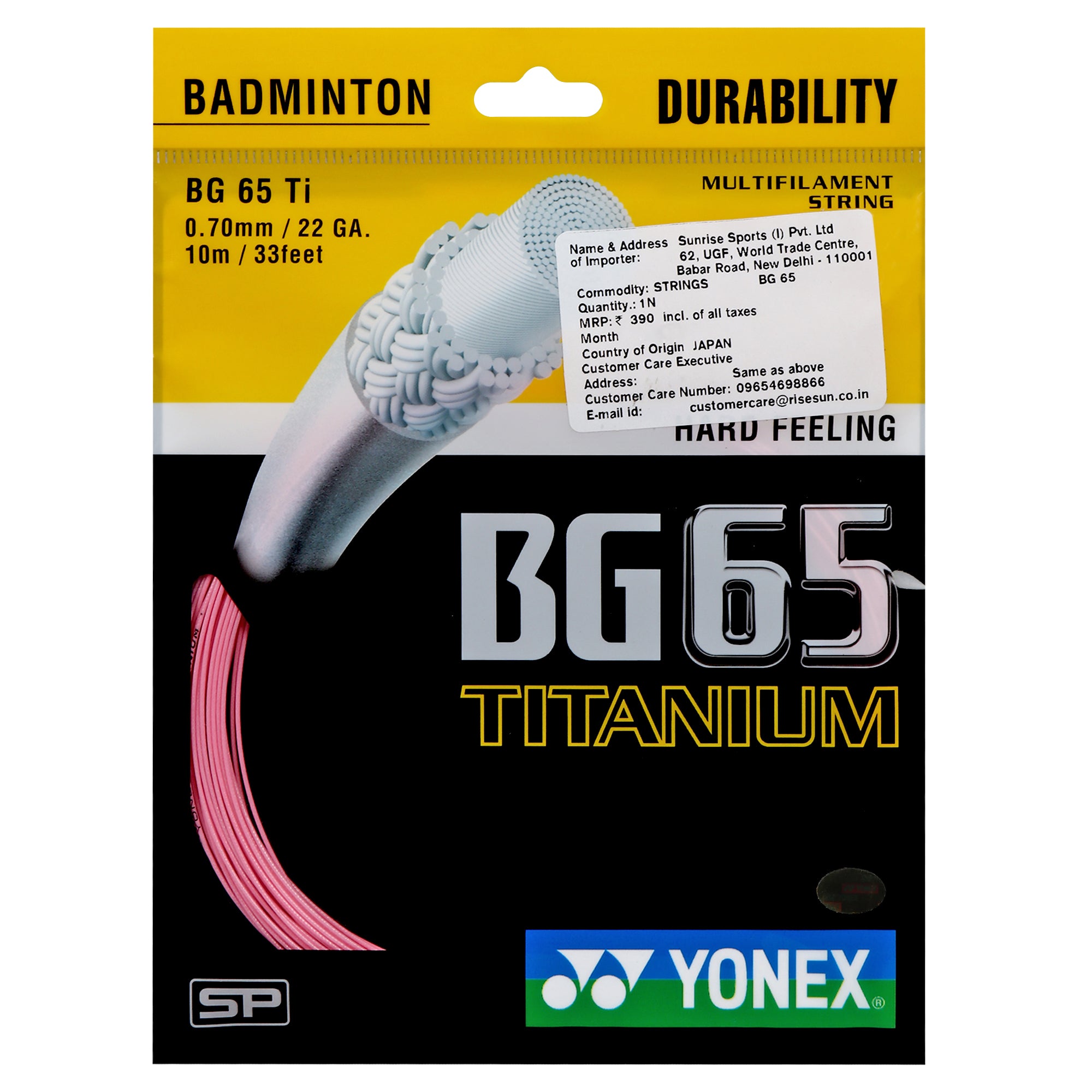 Yonex BG 65 Titanium Badminton String (Pack of 1 String)