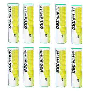 Yonex MAVIS 350 (Pack of 10 Box) - Green Cap Nylon Badminton Shuttlecock - Yellow  (Slow, 75)