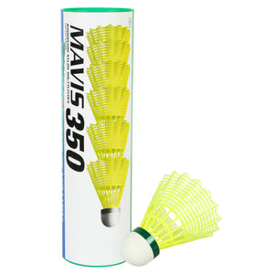 Yonex MAVIS 350 - Green Cap Nylon Badminton Shuttlecock - Yellow  (Slow, 75)