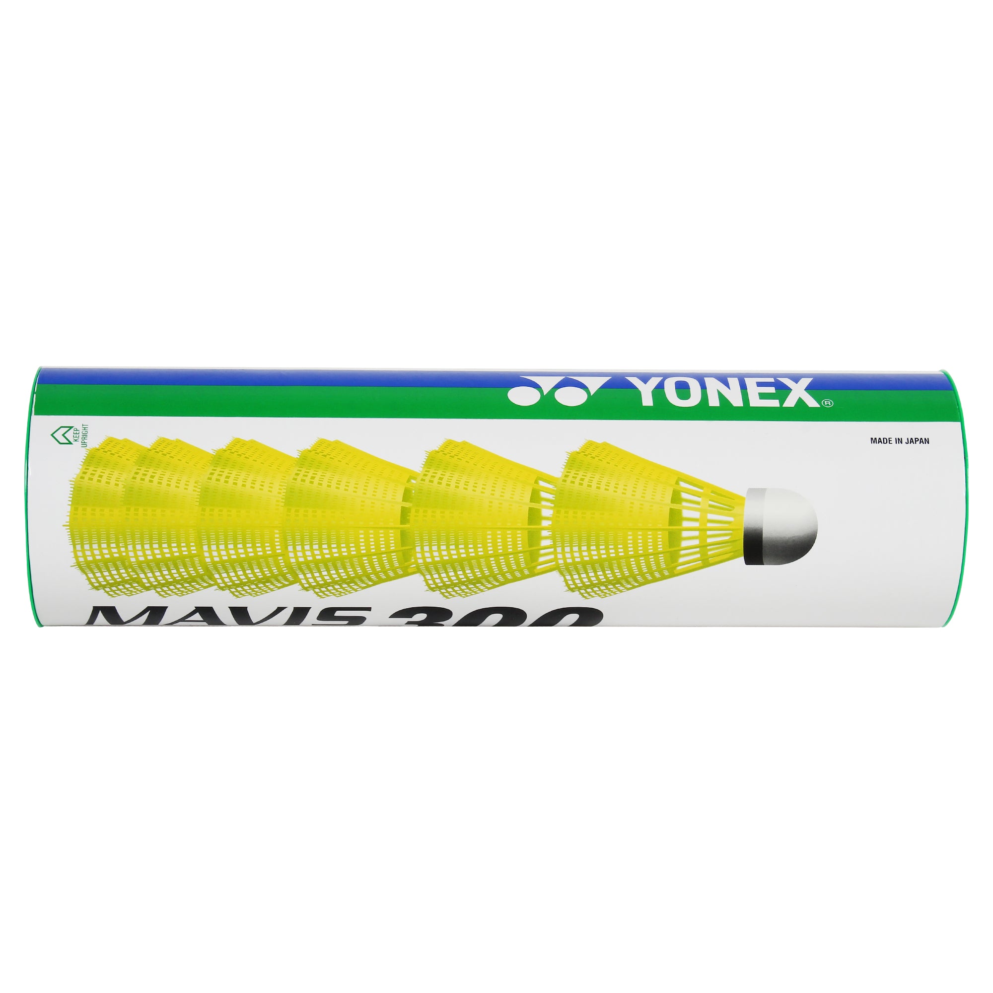 Yonex MAVIS 300 - Green Cap Nylon Badminton Shuttlecock - Yellow  (Slow, 75)