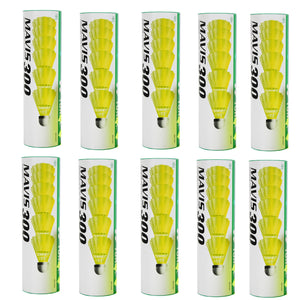 Yonex MAVIS 300 (Pack of 10 Box) - Green Cap Nylon Badminton Shuttlecock - Yellow  (Slow, 75)