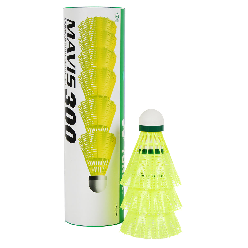 Yonex MAVIS 300 - Green Cap Nylon Badminton Shuttlecock - Yellow  (Slow, 75)