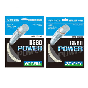 Yonex BG 80 Power White Badminton String (Pack of 2 Strings)