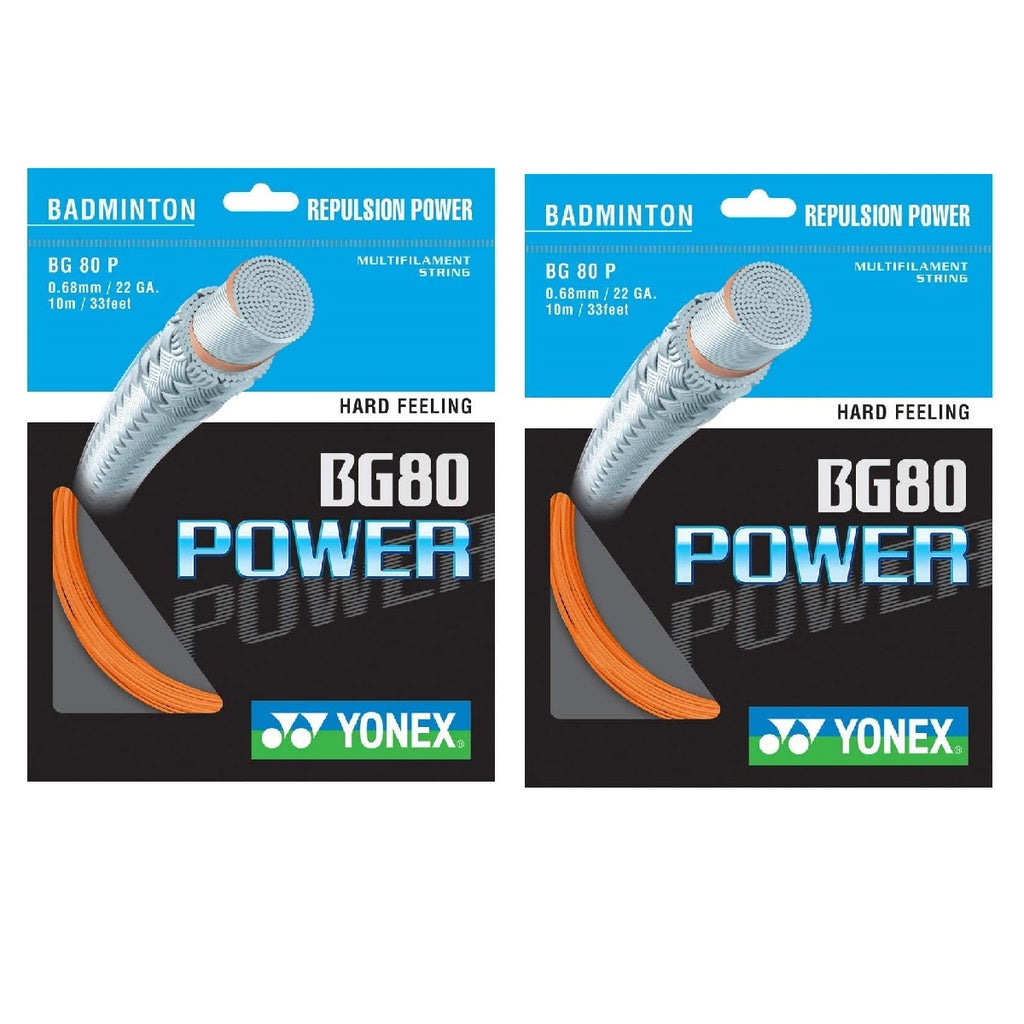 Yonex BG 80 Power Orange Badminton String (Pack of 2 Strings)